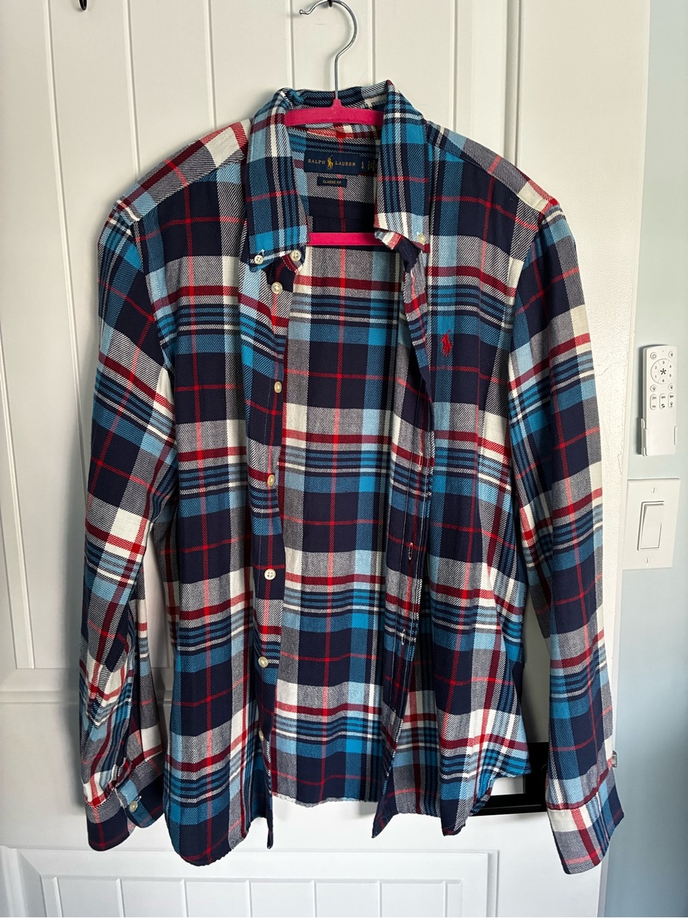 Ralph Lauren Red, Navy & Light Blue Plaid Button-Down Shirt